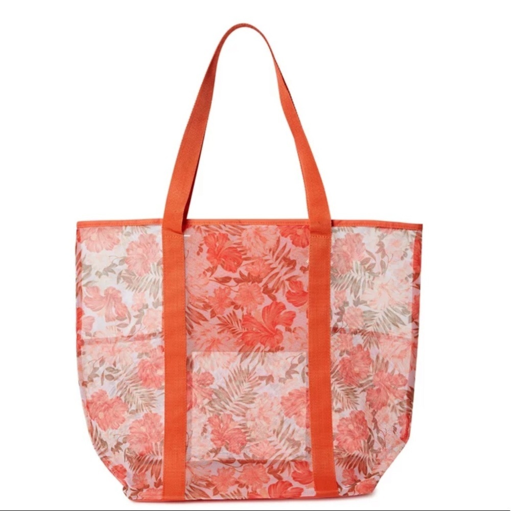 Beach Mesh Tote Bag Floral Print